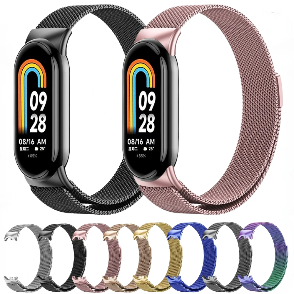

Milanese Loop Strap For Xiaomi Mi Band 8 Stainless Steel Mi Band 8 Metal Magnetic Bracelet for Mi Band 8 NFC Smart Accessories