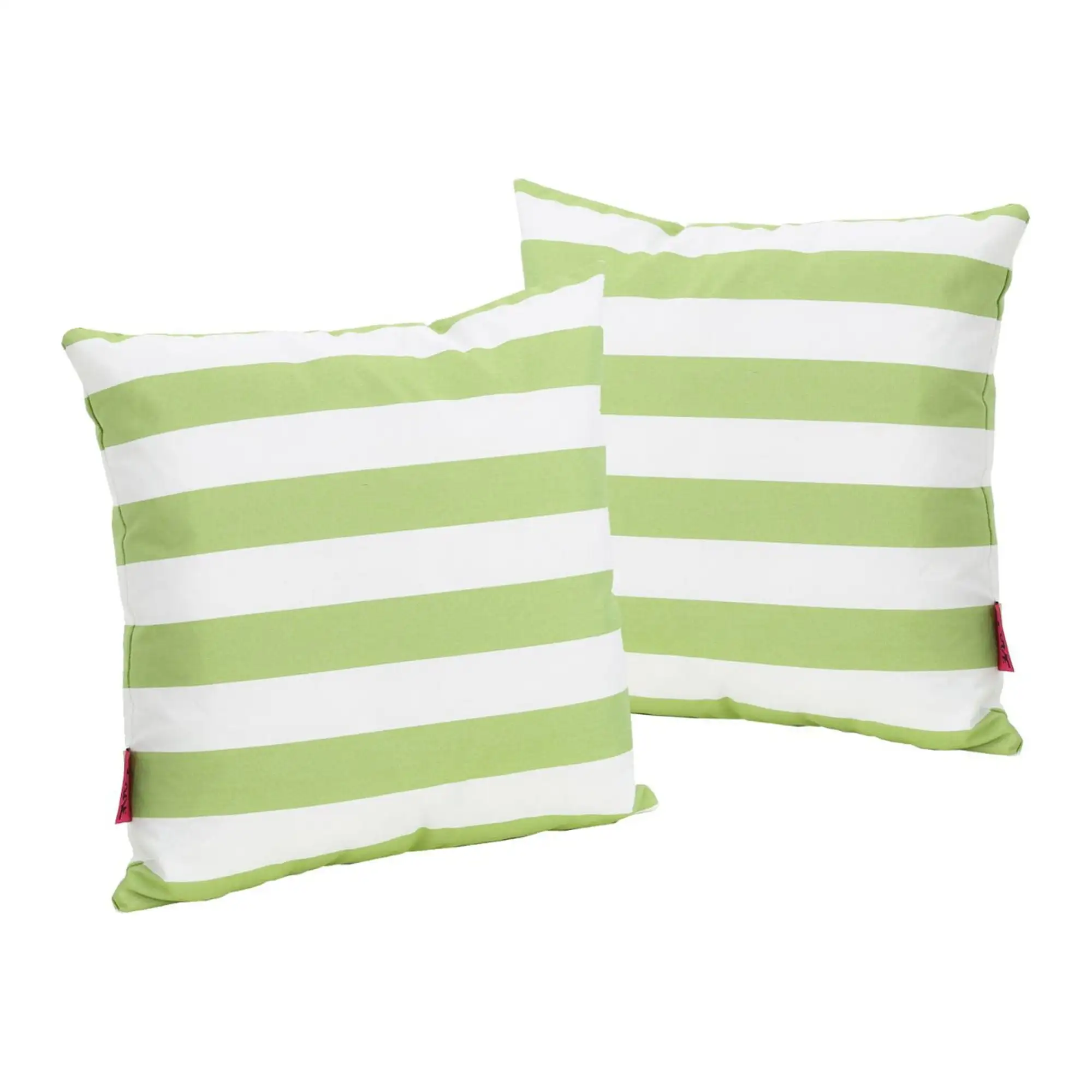 

Luxurious Refined Fashionable and Elegant Set of 2 White and Green Striped Outdoor Patio Square Throw Pillows 18"