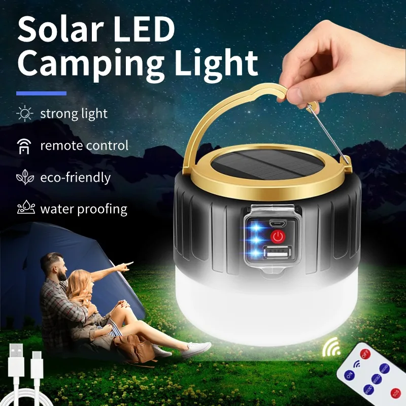 Solar LED Camping Light Portable Outdoor Emergency Lights USB Rechargeable Bulb For Outdoor Tent Lamp High Power Lantern For BBQ
Solar LED Camping Light Portable Outdoor Emergency Lights USB Rechargeable Bulb For Outdoor Tent Lamp High Power Lantern For BBQ