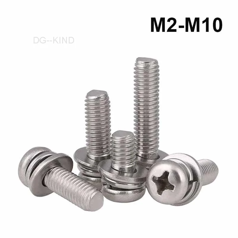 Stainless steel screws, m2, 5, m3, m4, m5, m6, m8, m10, a2, 304, cross, round, head phillips, with spring ring, gasket, mounting
Stainless steel screws, m2, 5, m3, m4, m5, m6, m8, m10, a2, 304, cross, round, head phillips, with spring ring, gasket, mounting