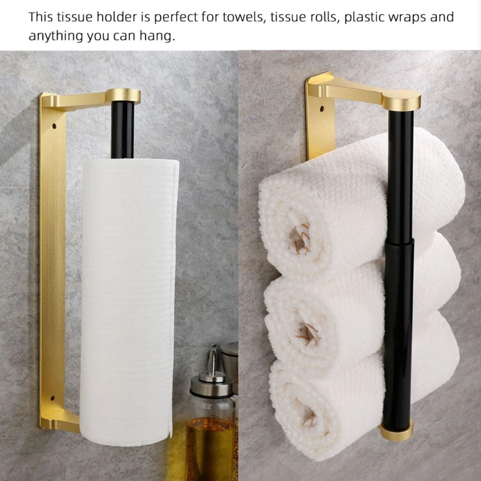 

Toilet Paper Holder Adhesive Kitchen Bathroom Aluminum Matt Gold Black Sliver Stand WC Paper Towel Hanger Rack Tissue Roll Shelf