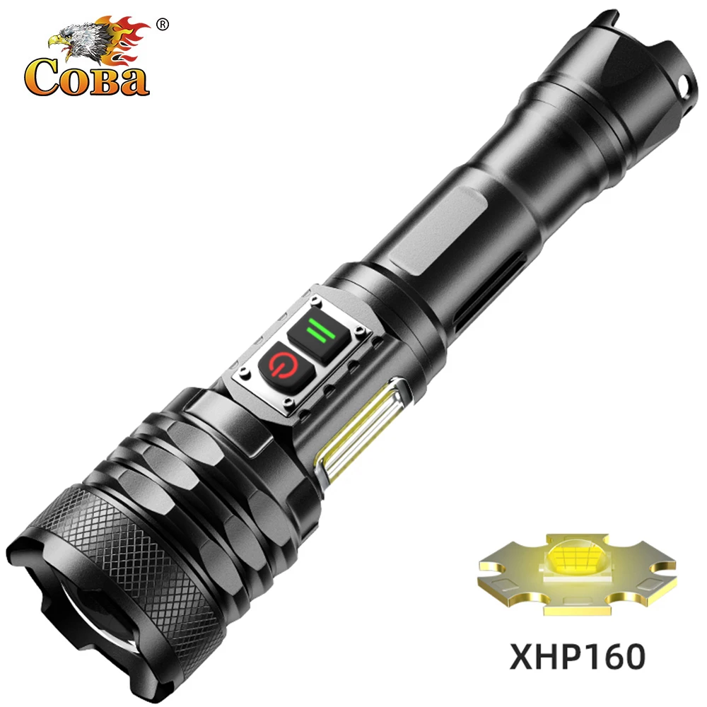 Coba Super Bright LED Flashlight Xhp160 Zoomable Torch COB Side Light 5 Modes Torchlight Waterproof USB Rechargeable for Camping
Coba Super Bright LED Flashlight Xhp160 Zoomable Torch COB Side Light 5 Modes Torchlight Waterproof USB Rechargeable for Camping