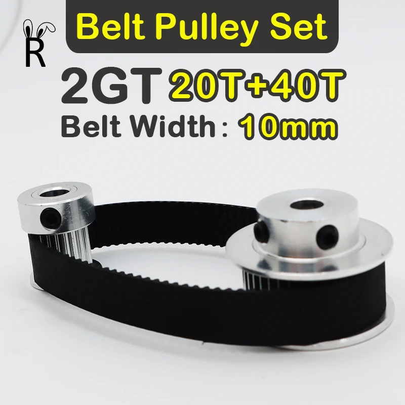 

2:1 Reduction 20T 40T 2GT Belt Pulley Set Timing Pulley Set Belt Width 10mm Pulley Set GT2 20Teeth 40Teeth Synchronous Wheel Kit