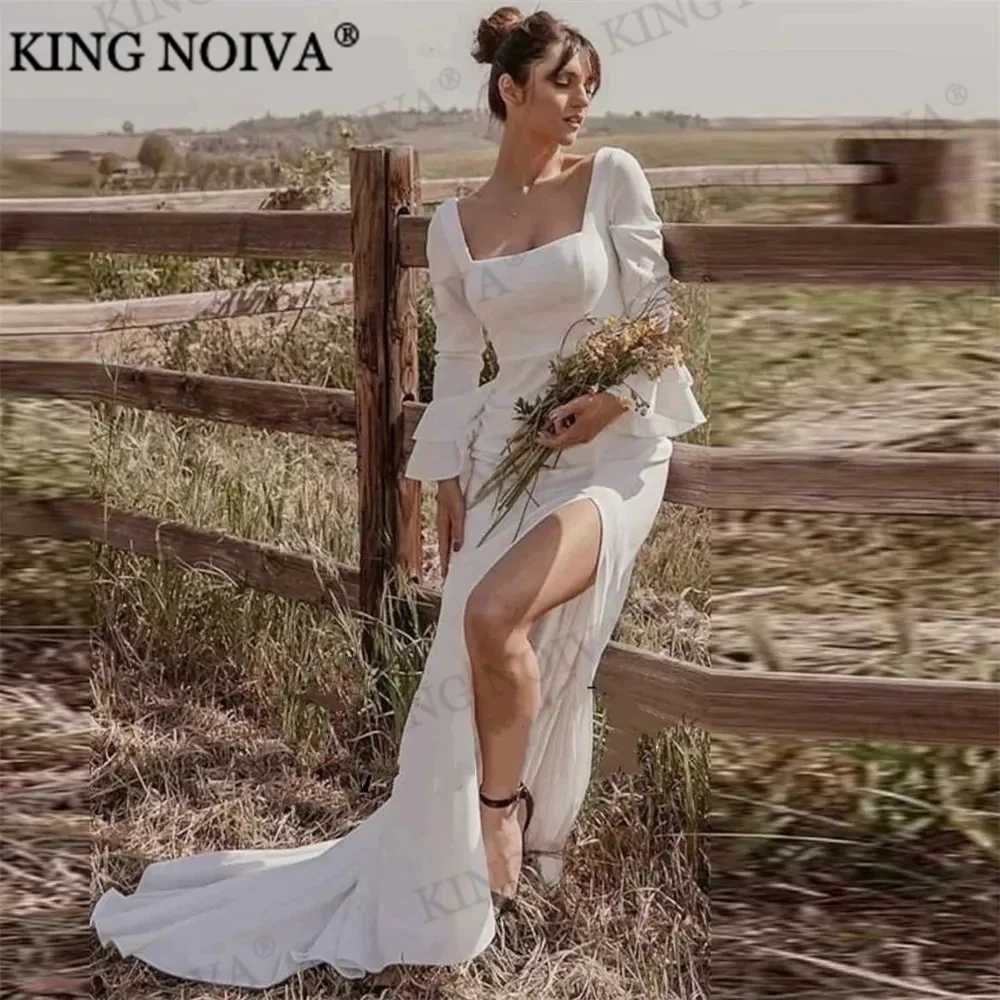KING Square Collar Long Sleeves A-Line Wedding Dresses For Woman 2024 Backless Slit Floor Length Bride Gown Vestido De Novia
KING Square Collar Long Sleeves A-Line Wedding Dresses For Woman 2024 Backless Slit Floor Length Bride Gown Vestido De Novia