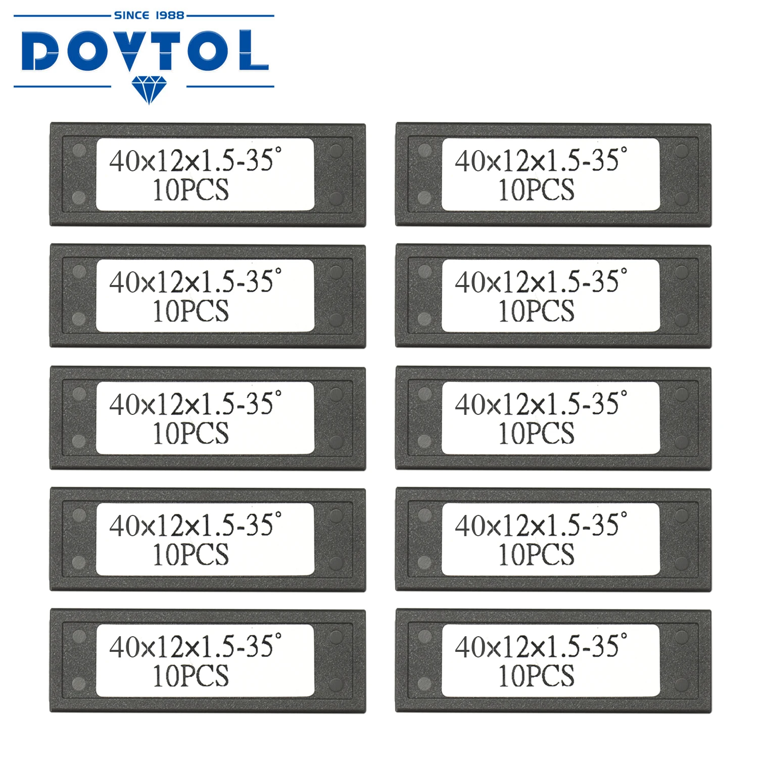 

40x12x1.5mm Carbide Inserts Cutter Blades Paint Scraper for Surfacing Groove Helical Planer Heads and Hand Hold Scraper 100pcs