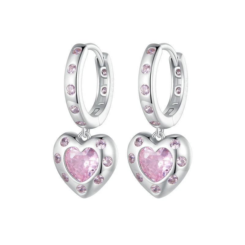 Bamoer 925 Sterling Silver Pink Heart Hoop Earrings Shiny Zircon Earrings for Women Girls Anniversary Party Gift Fine Jewelry
Bamoer 925 Sterling Silver Pink Heart Hoop Earrings Shiny Zircon Earrings for Women Girls Anniversary Party Gift Fine Jewelry