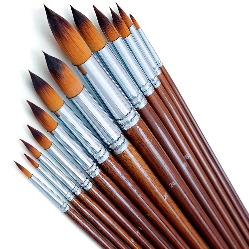 13pcs Professional Watercolor Paint Brushes Set Wood Long Handle Round Pointed Tip Soft Anti-Shedding Nylon Hair Paintbrush
13pcs Professional Watercolor Paint Brushes Set Wood Long Handle Round Pointed Tip Soft Anti-Shedding Nylon Hair Paintbrush