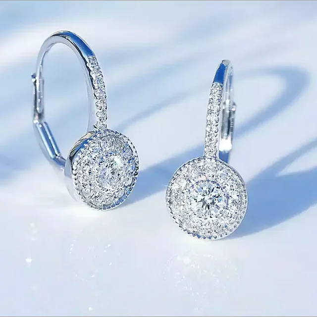 Boucles d'oreilles créoles en argent regardé 925 pour femmes et filles, forme ronde, incrustation, ligne de géométrie, simple, soirée, cadeaux de bijoux 1