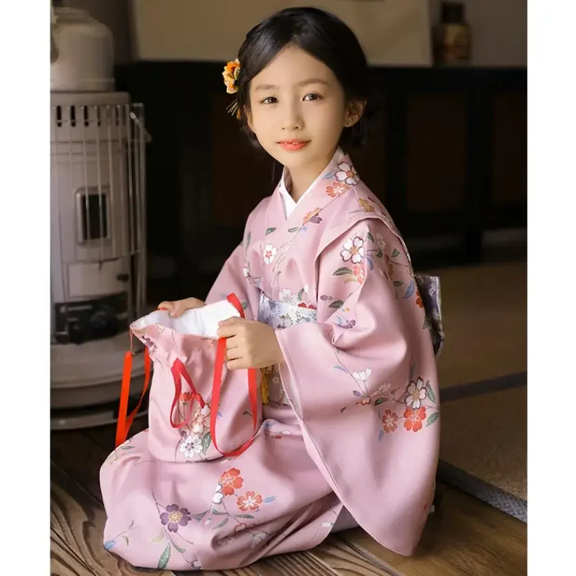 

Girl's Japanese Style Kimono Daisy Prints Retro Robe Children Halloween Cosplay Costume Infant Yukata Asian Clothes