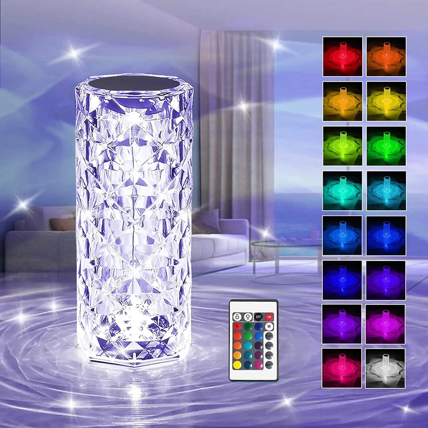 Levang Rgb Crystal Table Lamp, 16 Colors, 4 Modes, Diamond, Touch Control, Bedroom, Living Room
Levang Rgb Crystal Table Lamp, 16 Colors, 4 Modes, Diamond, Touch Control, Bedroom, Living Room