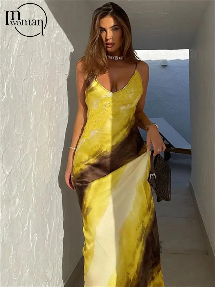 Inwoman Spring Gradient Printed Long Dress Vacation For Women 2024 Sexy Backless Satin Camisole Maxi Dress Ladies Beach Sundress
Inwoman Spring Gradient Printed Long Dress Vacation For Women 2024 Sexy Backless Satin Camisole Maxi Dress Ladies Beach Sundress