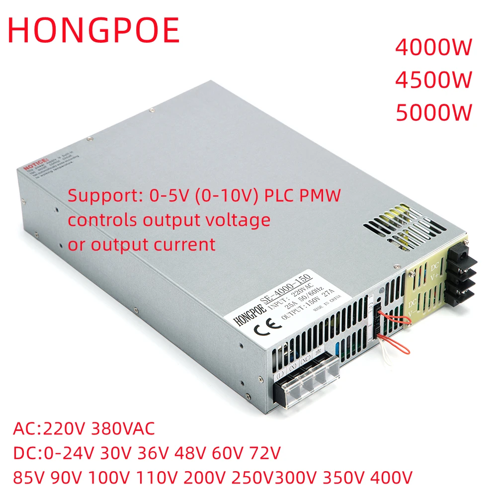 

Adjustable 4000W 4500W Switching Power Supply 0-12V 15V 24V 30V 36V 48V 60V 72V 85V 110V 200V 250V300V 350V 380V 220/380VAC