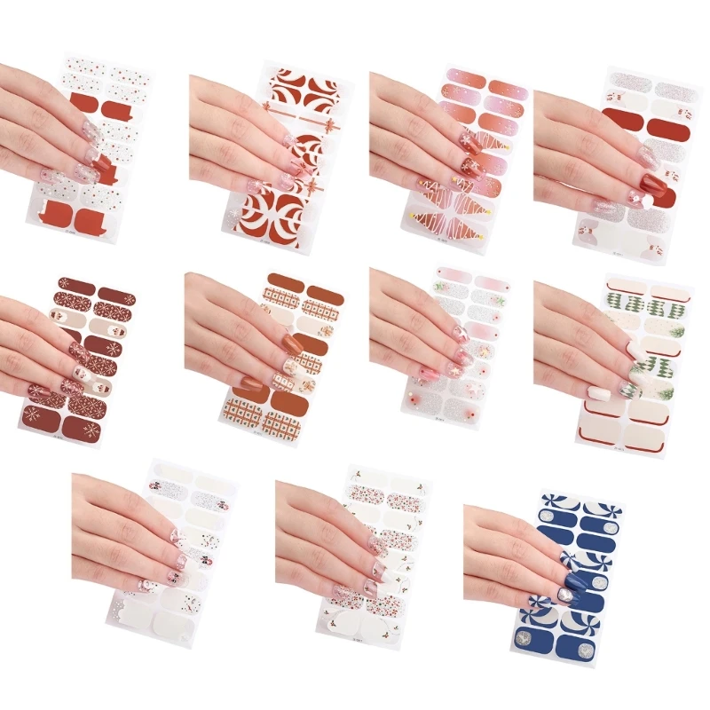 E1YE 16 Strips Christmas Wraps Stickers Polish Strips Self-Adhesive Full Wraps for DIY Art Decals Decoration
E1YE 16 Strips Christmas Wraps Stickers Polish Strips Self-Adhesive Full Wraps for DIY Art Decals Decoration