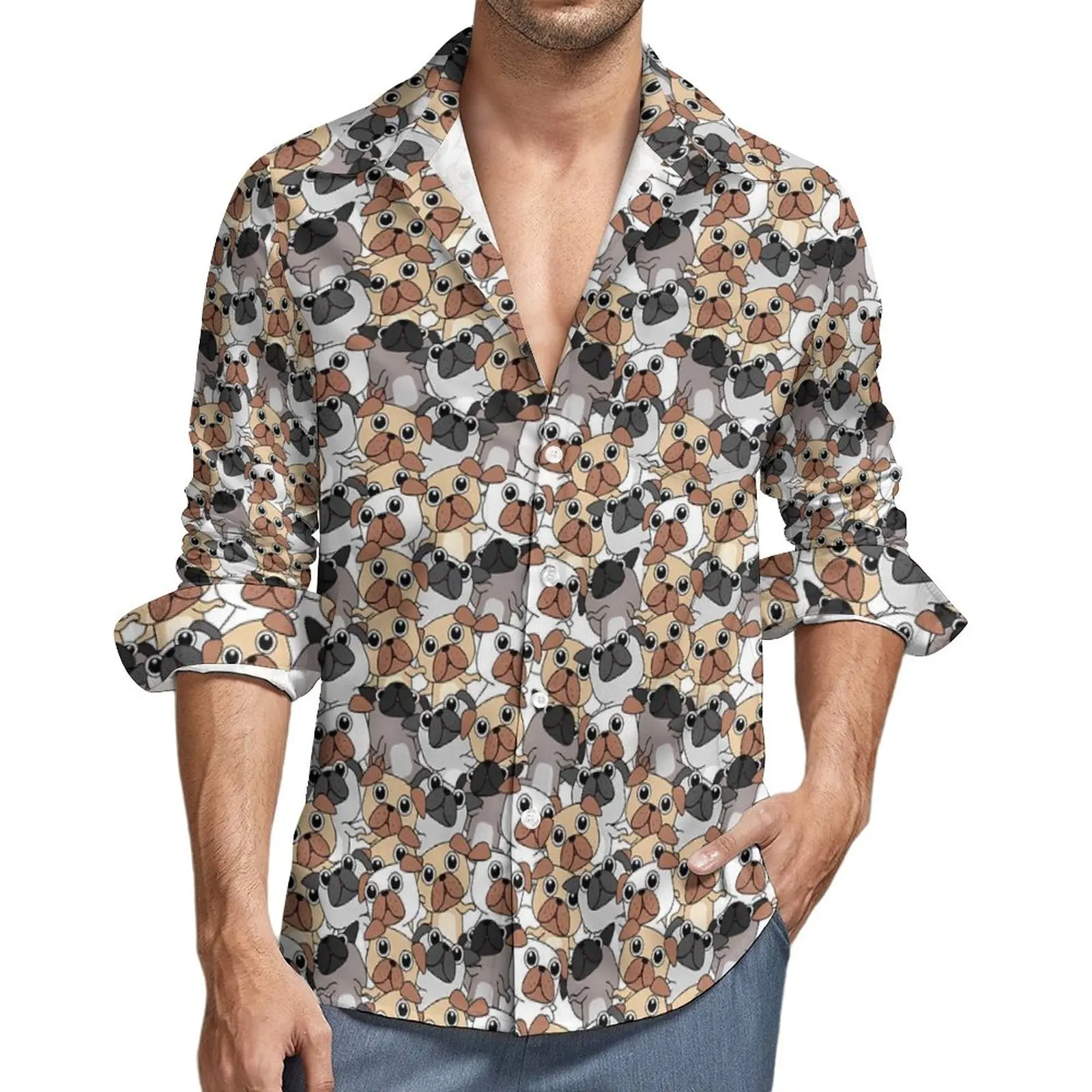 Cute Dog Print Harajuku Casual Shirt Male Funny Animal Shirt Autumn Fashion Blouses Long Sleeve Printed Oversize Clothing
Cute Dog Print Harajuku Casual Shirt Male Funny Animal Shirt Autumn Fashion Blouses Long Sleeve Printed Oversize Clothing