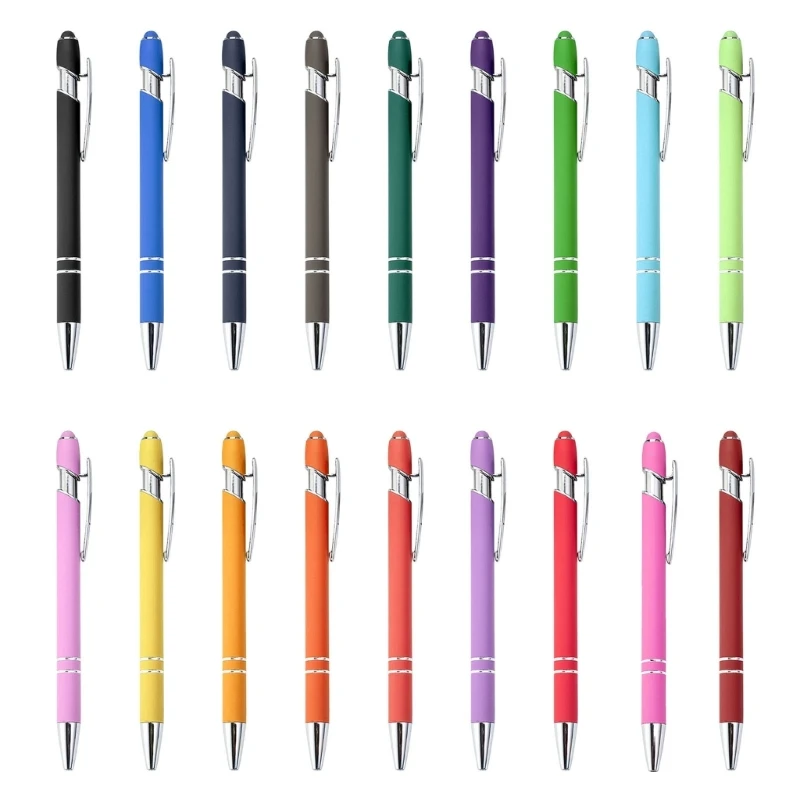 

6 Pieces Retractable Ballpoint Pen with Stylus Tip 2-in-1 Stylus Ballpoint Pen Business Signing Pen Gift Pen