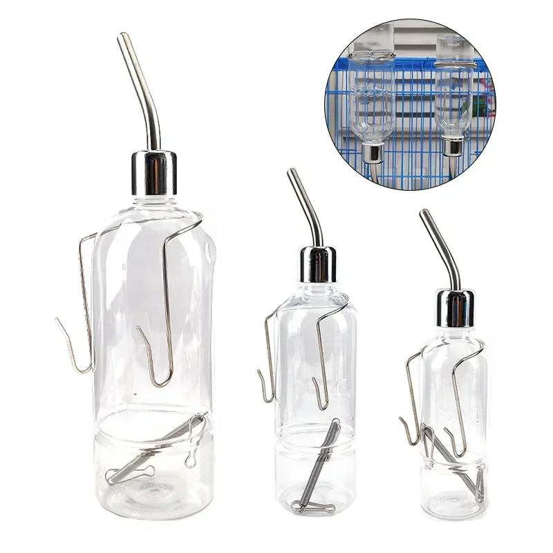 Питьевая труба, подвесной дозатор для домашних животных, из нержавеющей стали, с пластиковой автоматической бутылкой, для маленького хомяка