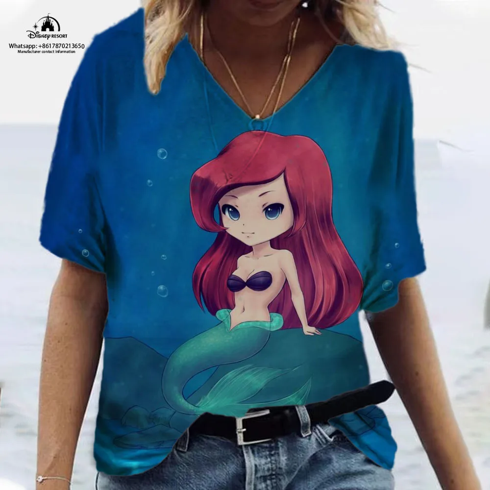 Summer New Ladies Harajuku Style Disney Brand Ariel Mermaid Anime Print Top T-Shirt Women's Short-sleeved T-Shirt
Summer New Ladies Harajuku Style Disney Brand Ariel Mermaid Anime Print Top T-Shirt Women's Short-sleeved T-Shirt