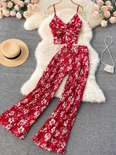 Women's Summer Beach Two Piece Set Sexy Spaghetti Strap Tank Tops High Waist Wide Leg Pants Female Fashion Holiday Suit Outfits
Women's Summer Beach Two Piece Set Sexy Spaghetti Strap Tank Tops High Waist Wide Leg Pants Female Fashion Holiday Suit Outfits