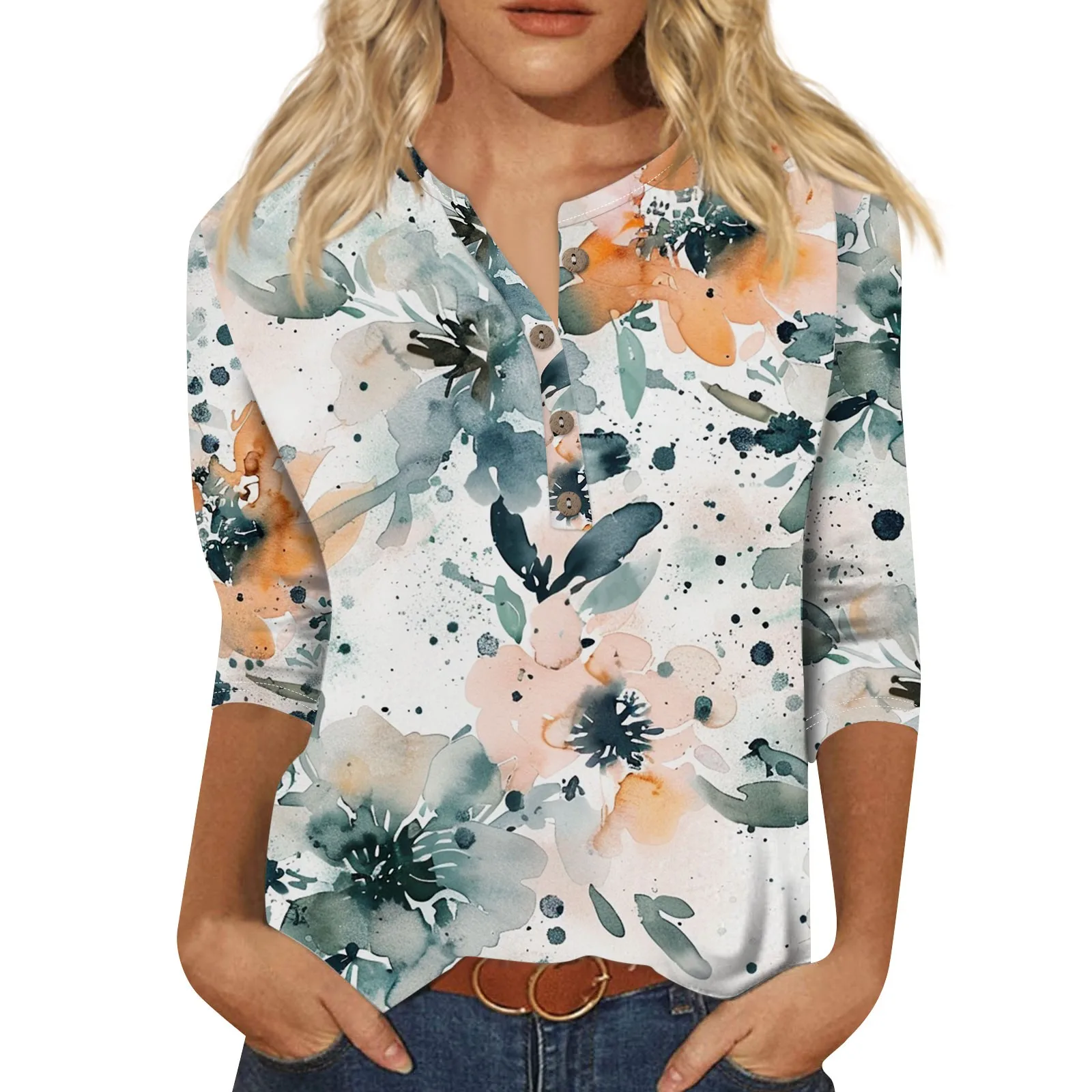 Lightweight Womens 3/4 Length Sleeve Tops Casual Button Down Summer Shirts Loose Fit Three Quarter Length Sleeve Blouse
Lightweight Womens 3/4 Length Sleeve Tops Casual Button Down Summer Shirts Loose Fit Three Quarter Length Sleeve Blouse