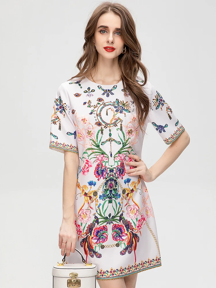 MoaaYina Fashion Runway dress Summer Women's Dress 3/4 sleeve Luxury Diamond Flower Print Loose Vintage Dresses
MoaaYina Fashion Runway dress Summer Women's Dress 3/4 sleeve Luxury Diamond Flower Print Loose Vintage Dresses