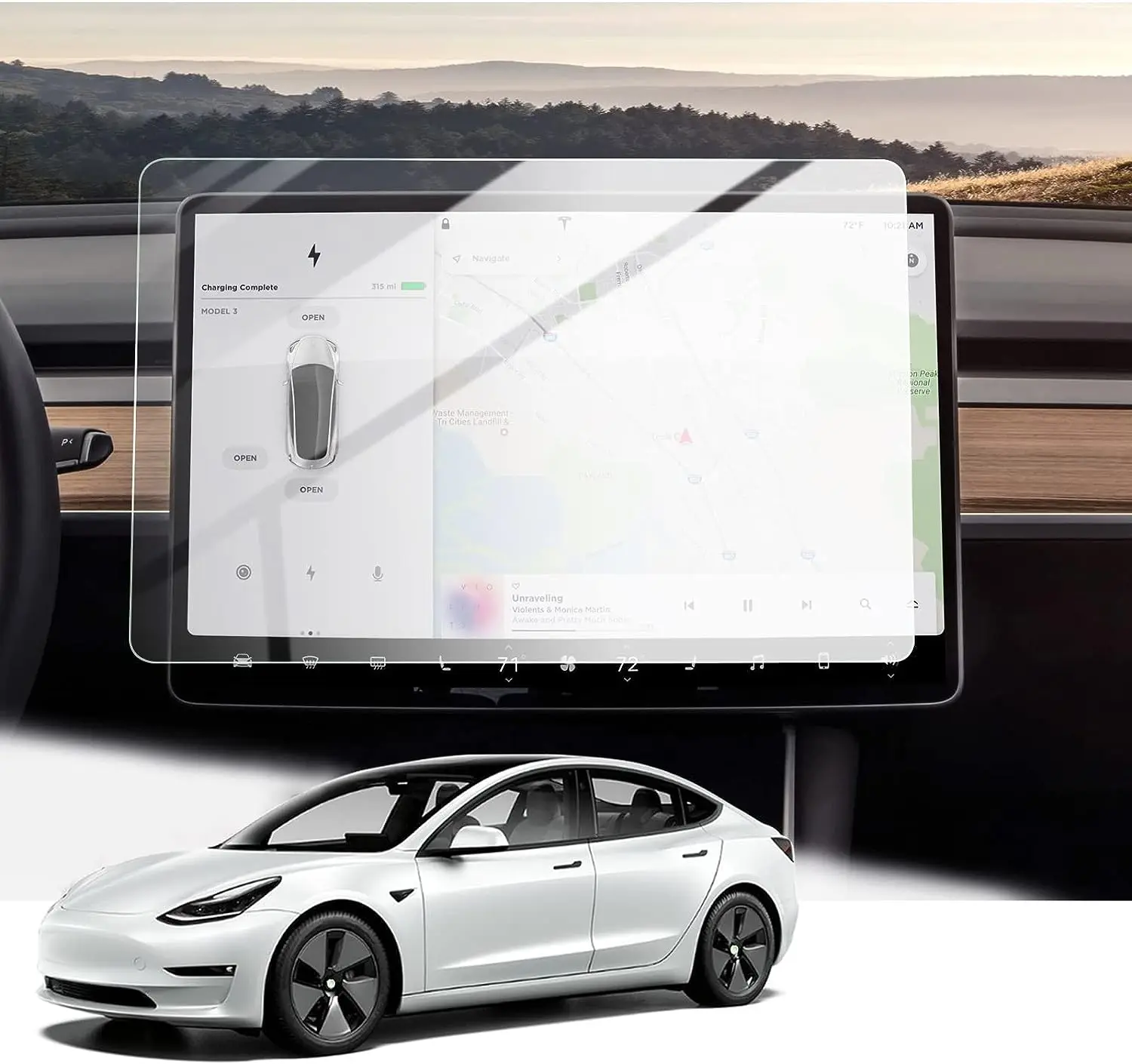 

Для Tesla Model 3 Model Y 2017-2022 2023 15 дюймов ЖК-дисплей gps навигация закаленное стекло и защитная пленка для экрана приборной панели