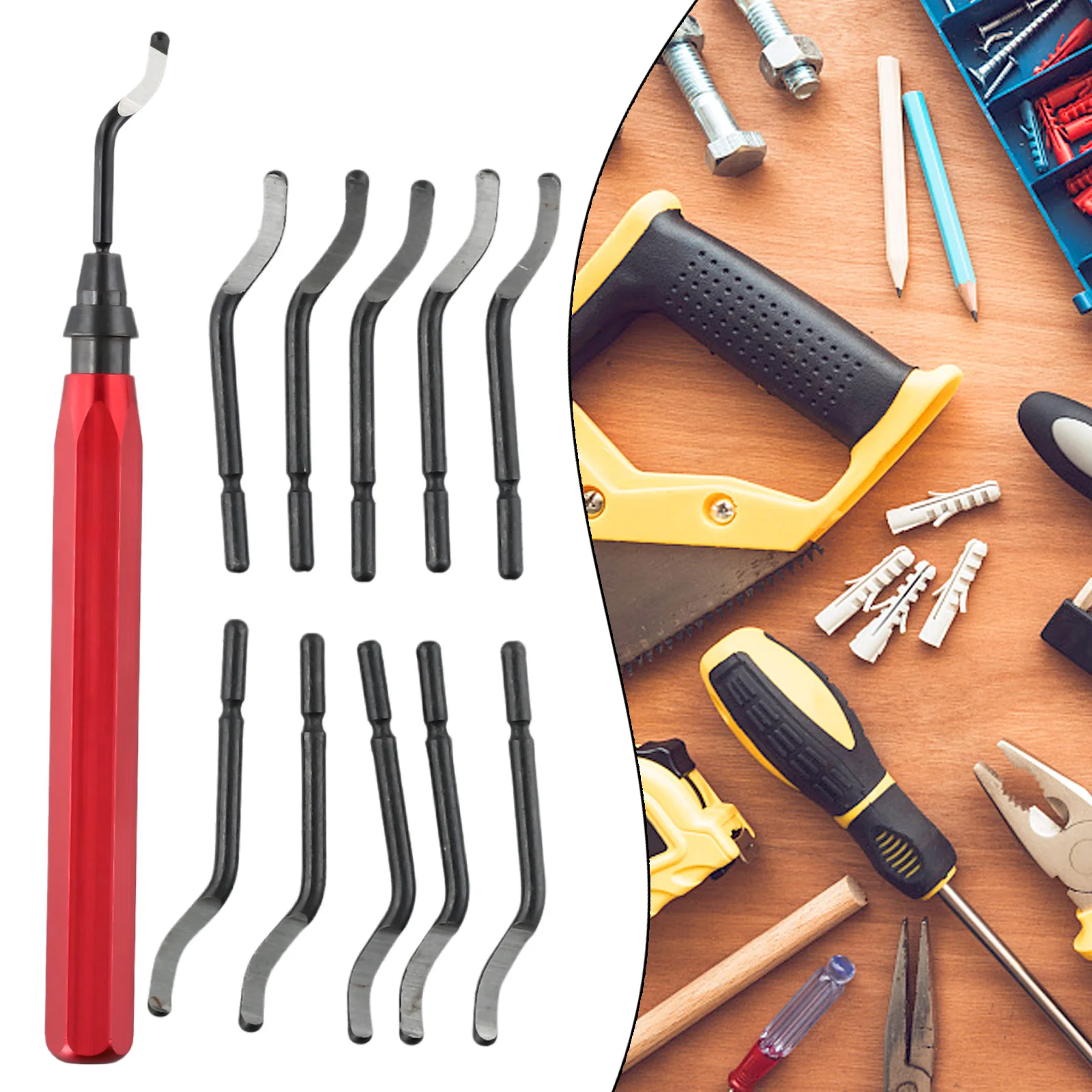 1set Deburring Remover Cutting Tool RB1000 Handle BS1010 Rotary Blades For Processed Stainless Steel Aluminum Rubber Plastic
1set Deburring Remover Cutting Tool RB1000 Handle BS1010 Rotary Blades For Processed Stainless Steel Aluminum Rubber Plastic