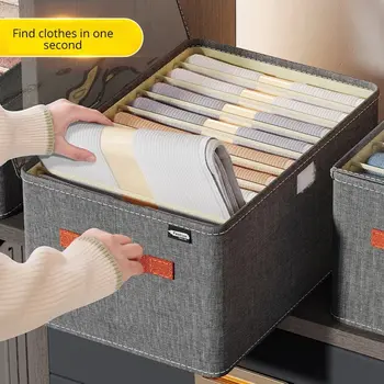 투명 뚜껑이 있는 옥스포드 칸막이 의류 바지 보관함, 가정용 옷장 정리정돈 및 보관함, 1pc 상품 이미지