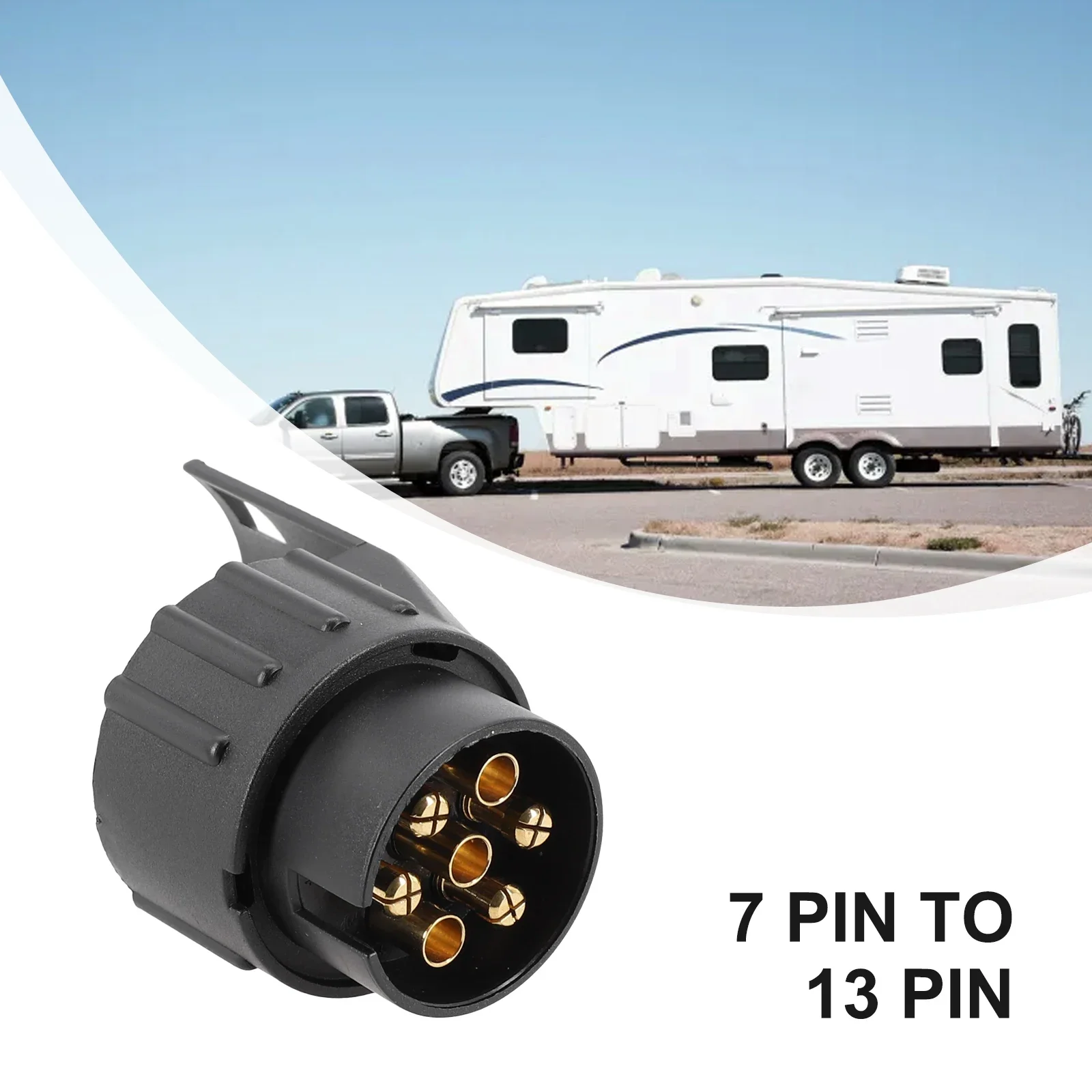 

7 To 13 Pin Trailer Caravan Towbar Towing Electric Socket Adapter Plug Converter Black 82*52*48mm Car Acesssories