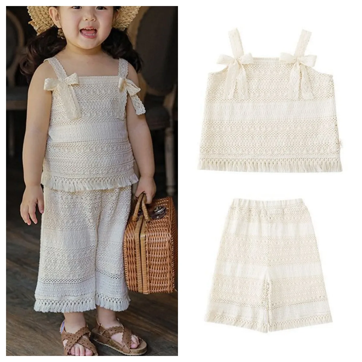 Baby Girls Outfit Set Summer New 2024 Kids Clothes Girls Cute Hollow Breathable Top and Tassel Pants Children Set
Baby Girls Outfit Set Summer New 2024 Kids Clothes Girls Cute Hollow Breathable Top and Tassel Pants Children Set