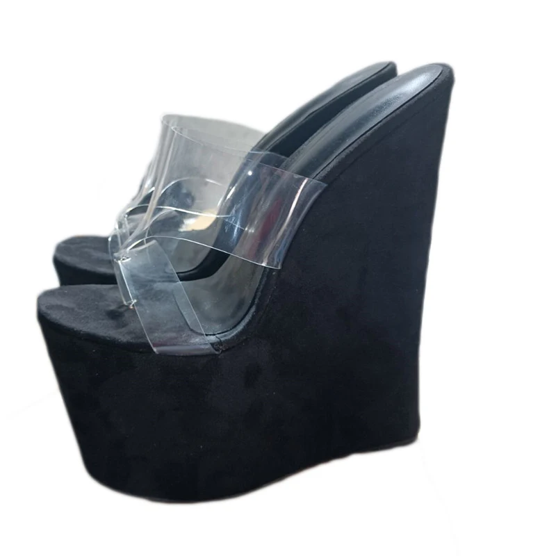 DIZHUANG shoes Fashion women's high heeled slippers. About 20 cm heel height. Transparent PVC. Wedges heeled slippers. Summer
DIZHUANG shoes Fashion women's high heeled slippers. About 20 cm heel height. Transparent PVC. Wedges heeled slippers. Summer