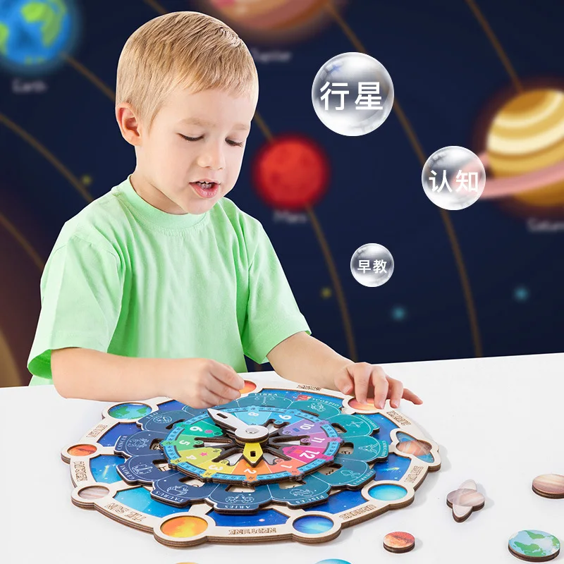 

Montessori Solar System Puzzle Toy for Children Boy Girl Wooden Planets Jigsaw Board Game Toy Astronomy Educational Learning Toy