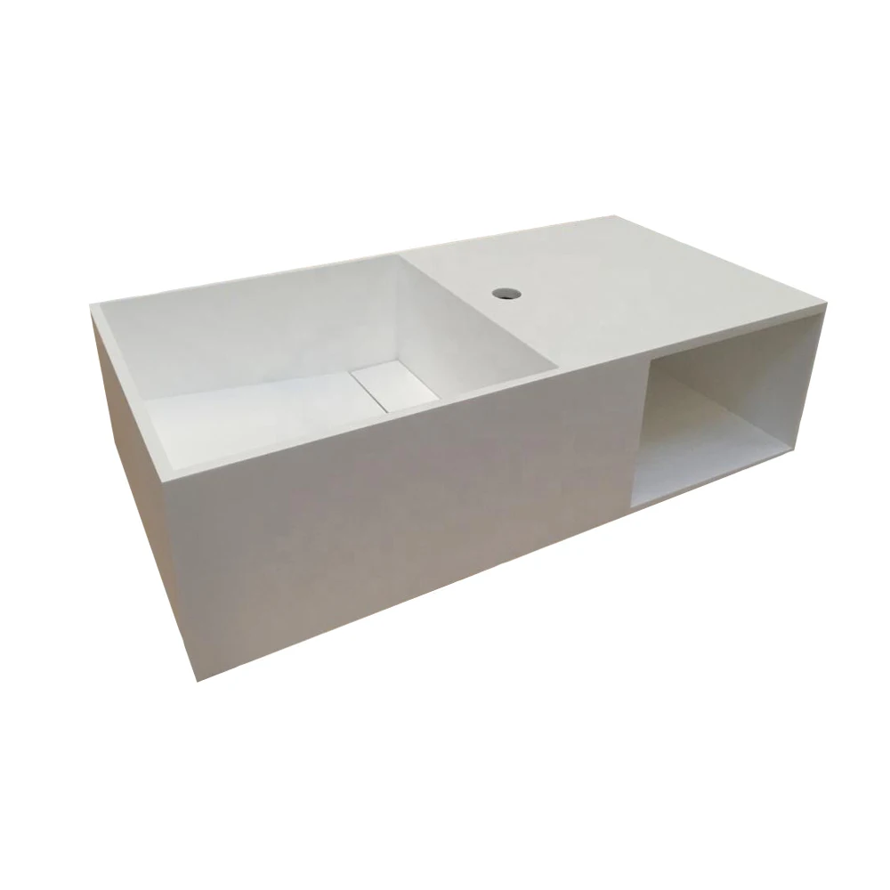 Rectangular Wall Hung Wash Sink Solid Surface Stone Vanity Basin With Storage Cabin RS3837-1075
Rectangular Wall Hung Wash Sink Solid Surface Stone Vanity Basin With Storage Cabin RS3837-1075