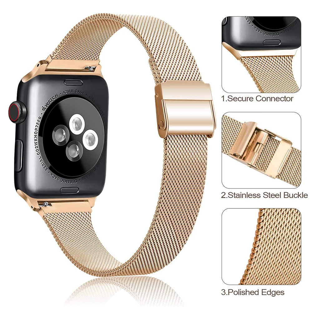 Slim Strap For Apple Watch Band 40mm 44mm 41mm 45mm 49mm 38mm 45 mm Stainless Steel Bracelet iWatch series 3 4 5 SE 6 7 8 Ultra
Slim Strap For Apple Watch Band 40mm 44mm 41mm 45mm 49mm 38mm 45 mm Stainless Steel Bracelet iWatch series 3 4 5 SE 6 7 8 Ultra