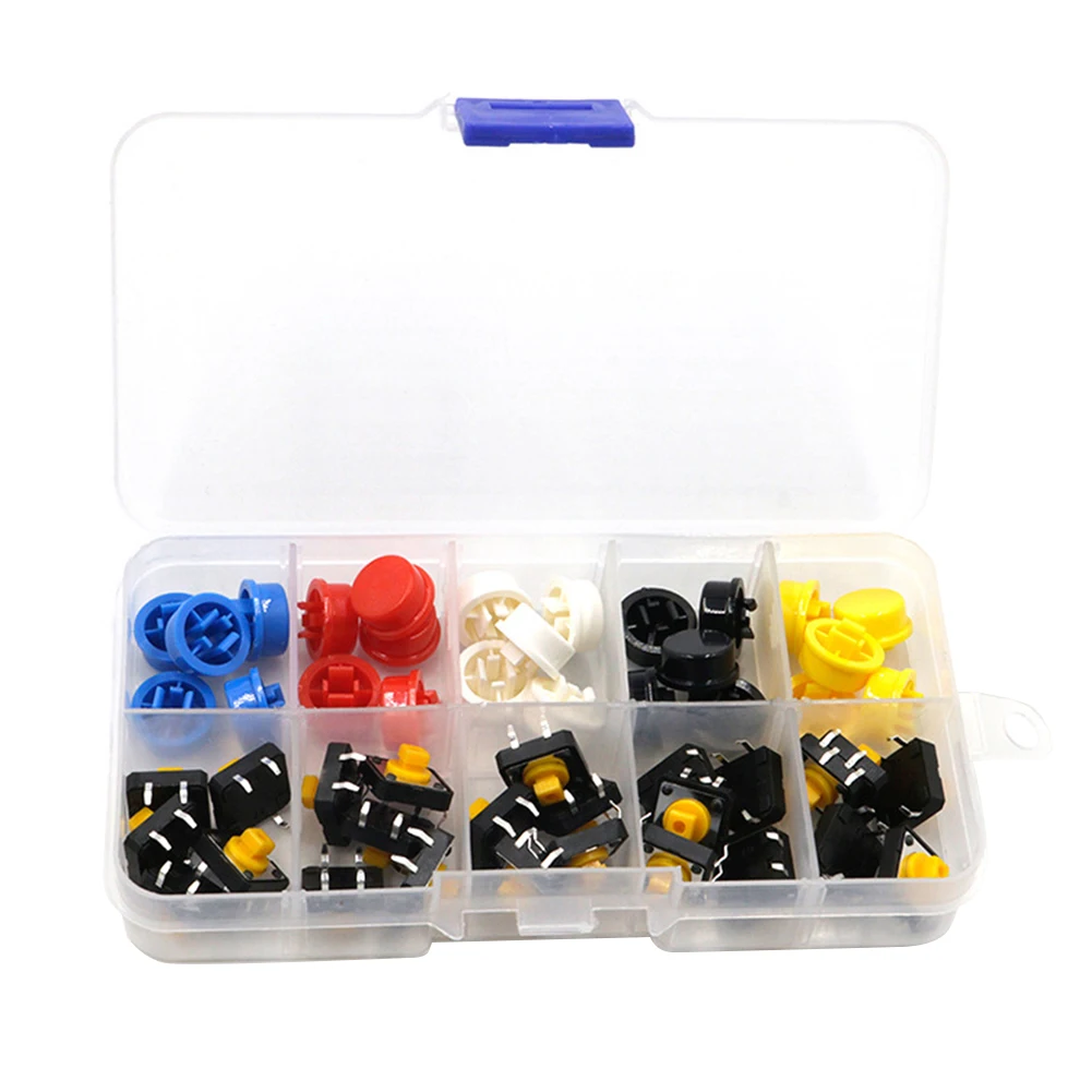 Durable and Reliable Momentary Tactile Push Button Switch 12x12x7 3MM Micro Switch + 25 Assorted Button Covers
Durable and Reliable Momentary Tactile Push Button Switch 12x12x7 3MM Micro Switch + 25 Assorted Button Covers