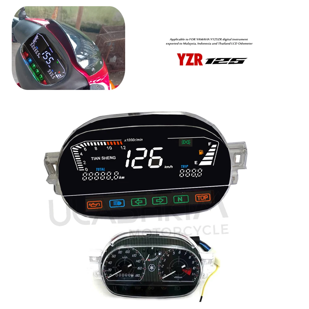 Applicable to For YAMAHA Y125ZR digital instrument exported to Malaysia, Indonesia and Thailand LCD Odometer
Applicable to For YAMAHA Y125ZR digital instrument exported to Malaysia, Indonesia and Thailand LCD Odometer