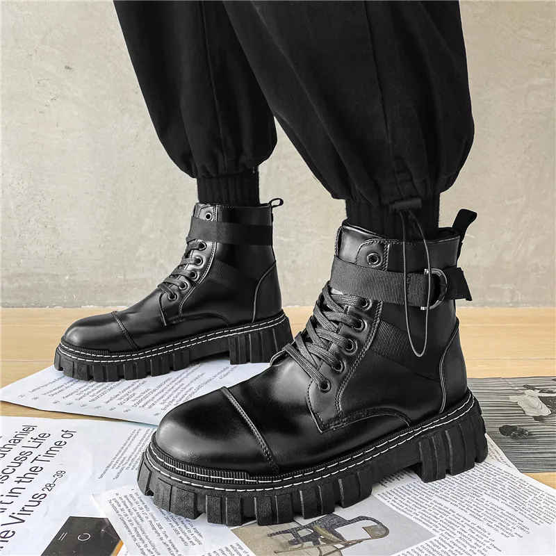 2022 New Fashion Black Men's Motorcyclist Boot Comfortable Platform Ankle Boots Men Lace-up Casual Boots for Men botas hombre
2022 New Fashion Black Men's Motorcyclist Boot Comfortable Platform Ankle Boots Men Lace-up Casual Boots for Men botas hombre
