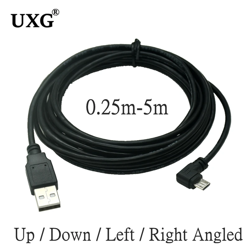 

Up Down Left Right Angled 90 Degree USB Micro USB Male to USB male Data Charge connector Cable 25cm 50cm for Tablet 5ft 1m 3M 5M