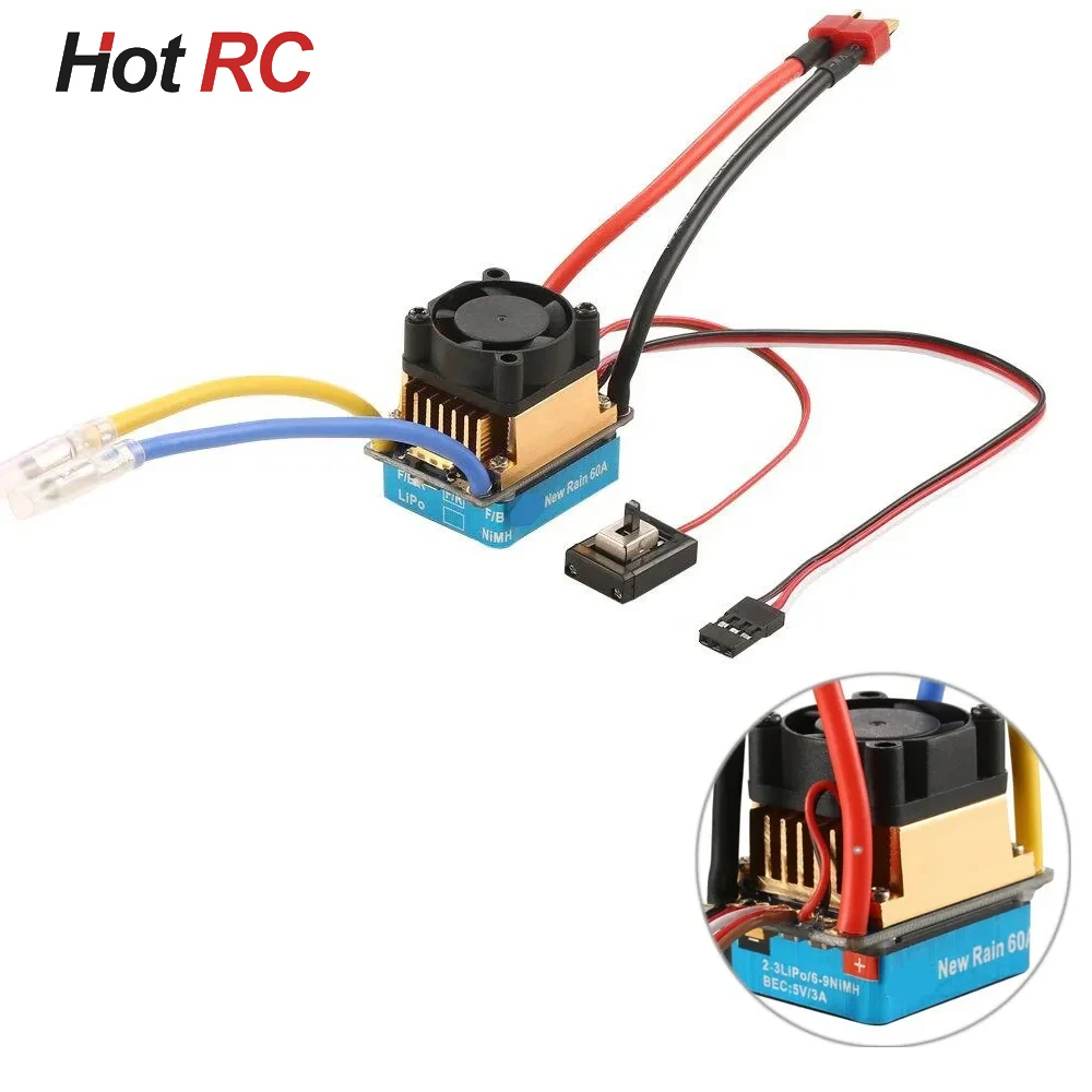 Rc 2-3 Lipo/6-9NiMH 60A Dual Mode Brushed Speed Controller ESC Regulator With Cooling Fan For 1/10 RC Car
Rc 2-3 Lipo/6-9NiMH 60A Dual Mode Brushed Speed Controller ESC Regulator With Cooling Fan For 1/10 RC Car