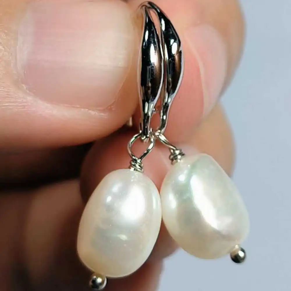 

9-10MM Natural AAA Baroque Freshwater pearl Dangle Earrings 14K Easter Fashion Mother's Day FOOL'S DAY Gift Accessories