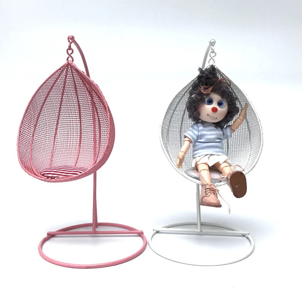 

1:12 Mini House Swing Chair Toy Miniature Rocking Chair Tear Drop Hanging Model Random Color
