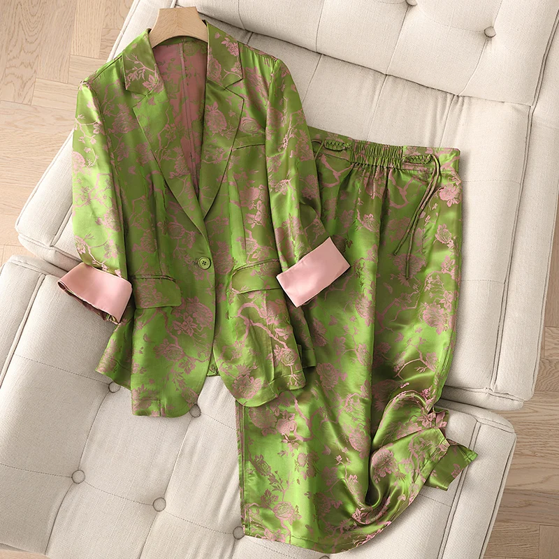 

Spring and Summer Silk, Mulberry Silk, Small Suit, Thin Coat, Women's 2023 New niche design, high-end feel set