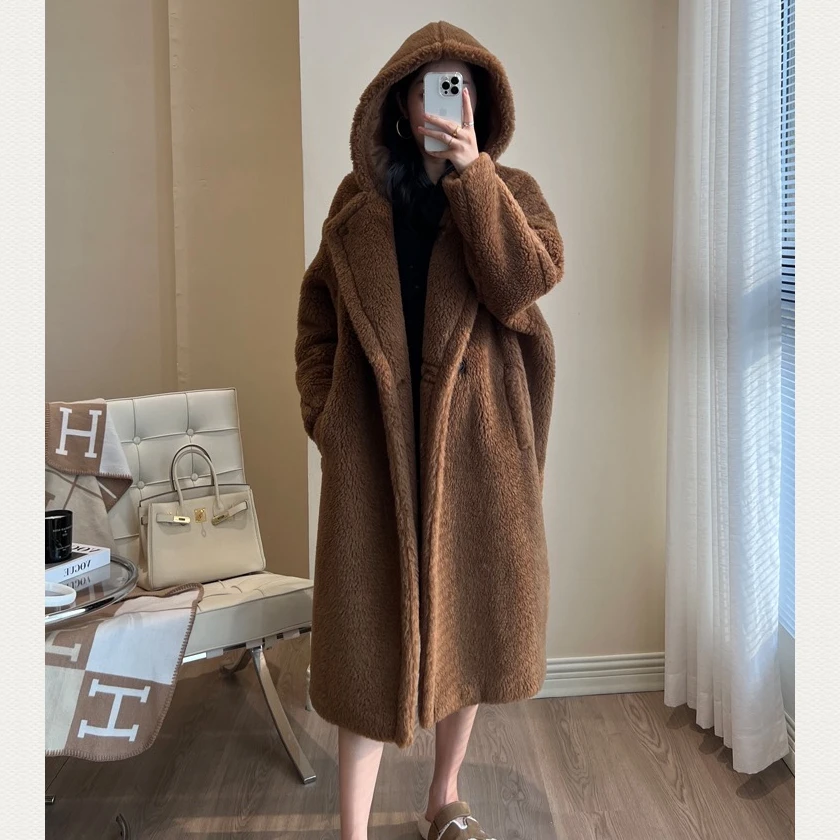 2023 Women 100% Alpaca Wool Coats Long Overcoat Winter Loose Cashmere Outerwear Thick And Warm H1108
2023 Women 100% Alpaca Wool Coats Long Overcoat Winter Loose Cashmere Outerwear Thick And Warm H1108