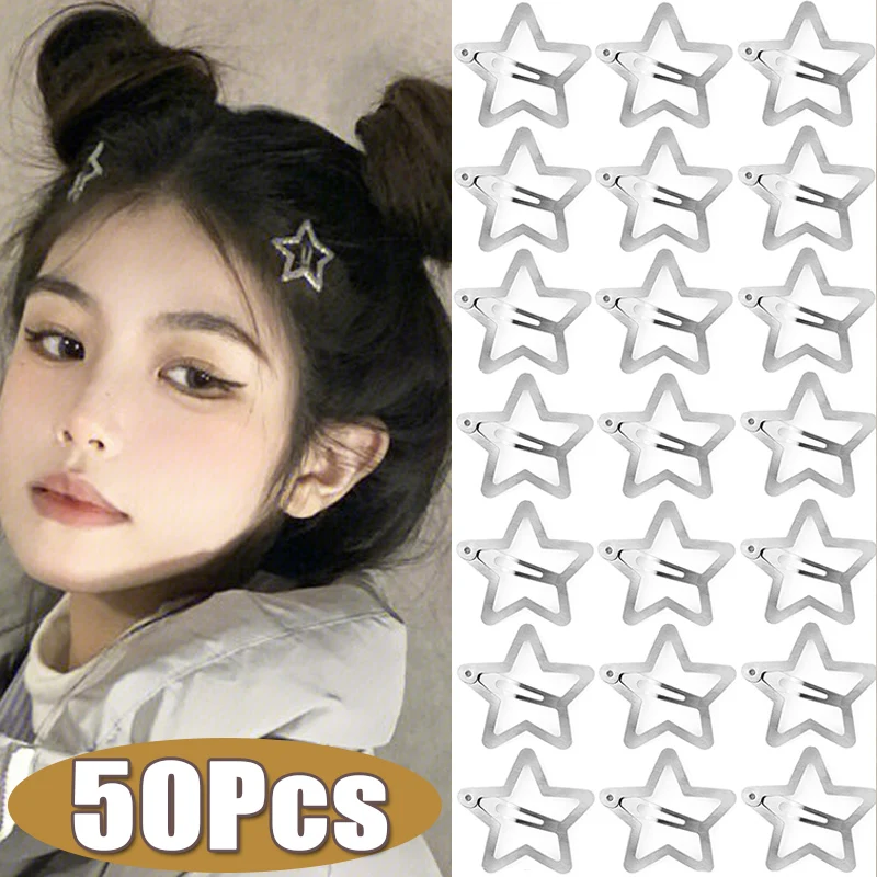 50Pcs Silver Star Hair Clip Hair Metal Snap Clips Hairpin Barrettes for Girls Kids Pentagram Hair Grip Hair Accessories Headwear
50Pcs Silver Star Hair Clip Hair Metal Snap Clips Hairpin Barrettes for Girls Kids Pentagram Hair Grip Hair Accessories Headwear