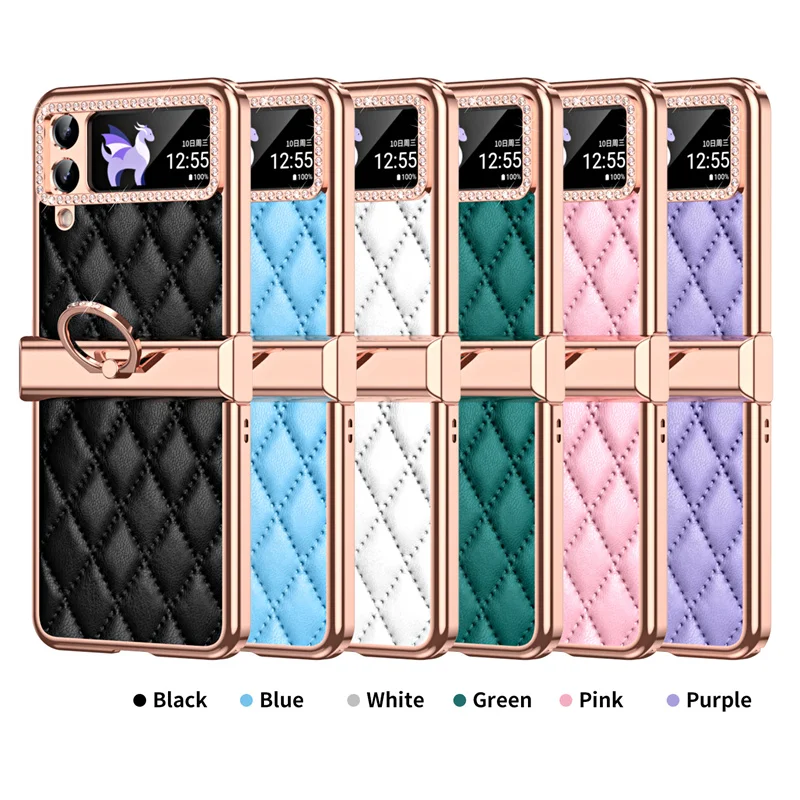 Cute Diomand Ring Stand Phone Case For Samsung Galaxy Z Flip 5 4 3 Cover Holder For Flip3 ZFlip4 Plain Color Soft Leather Shell
Cute Diomand Ring Stand Phone Case For Samsung Galaxy Z Flip 5 4 3 Cover Holder For Flip3 ZFlip4 Plain Color Soft Leather Shell
