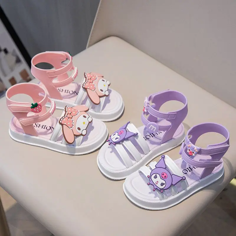 

2024 Kuromi Sandal Girls Sanrio Kawaii Anime My Melody Shoes Girly Heart Summer Cute Cartoon Babys Slipper Korean Tide Kid Gift