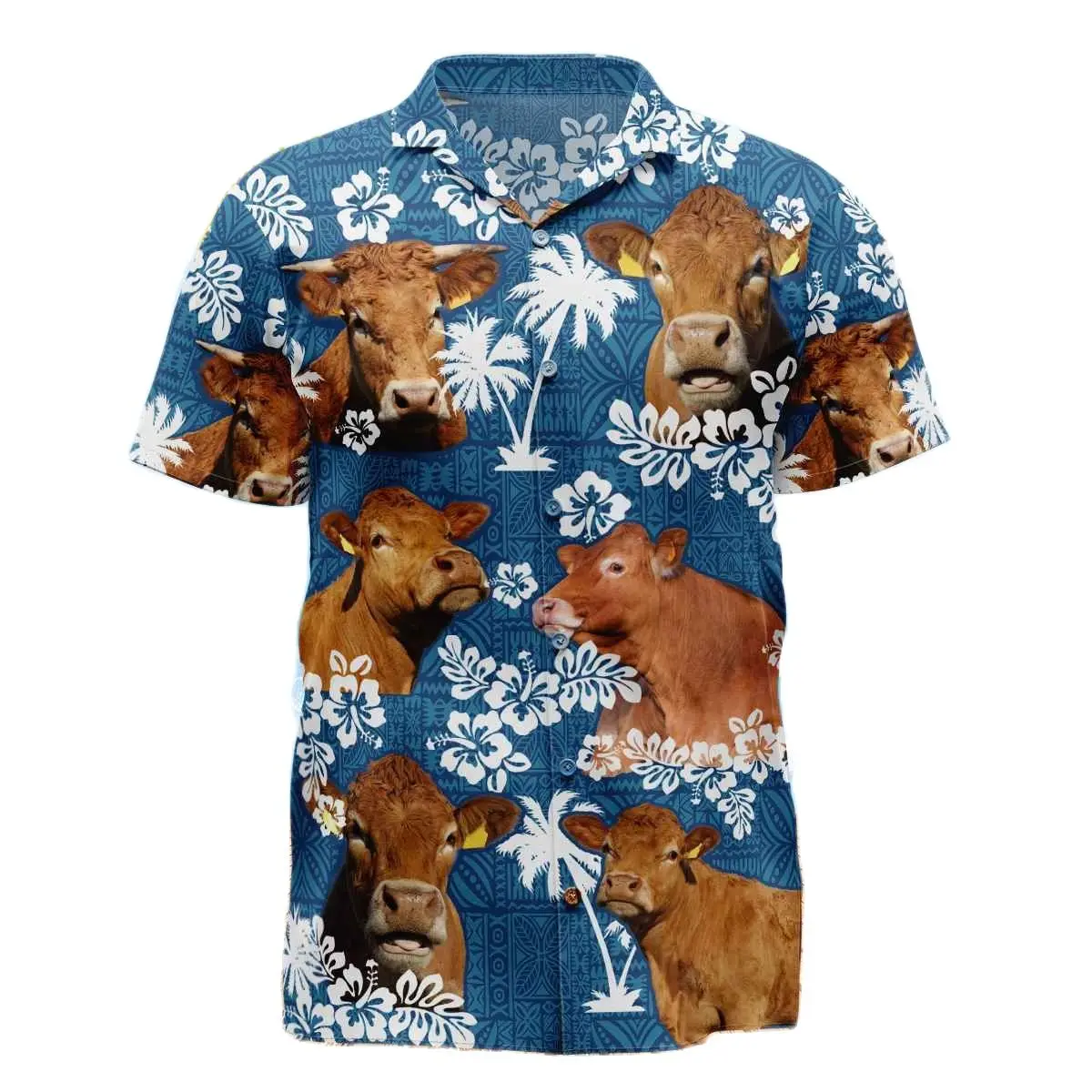 

Jumeast Limousin с крупным рогатого скота синяя племенная Гавайская Мужская рубашка унисекс мешковатая симпатичная ферма корова Пальма пляжная блузка винтажная одежда 90-х