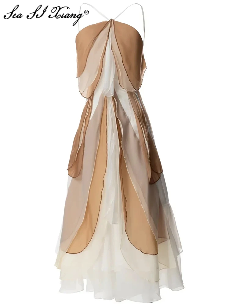 Seasixiang Fashion Designer Summer Dress Women Spaghetti Strap Sleeveless Patchwork Ruffle Vacation Backless Long Dresses
Seasixiang Fashion Designer Summer Dress Women Spaghetti Strap Sleeveless Patchwork Ruffle Vacation Backless Long Dresses