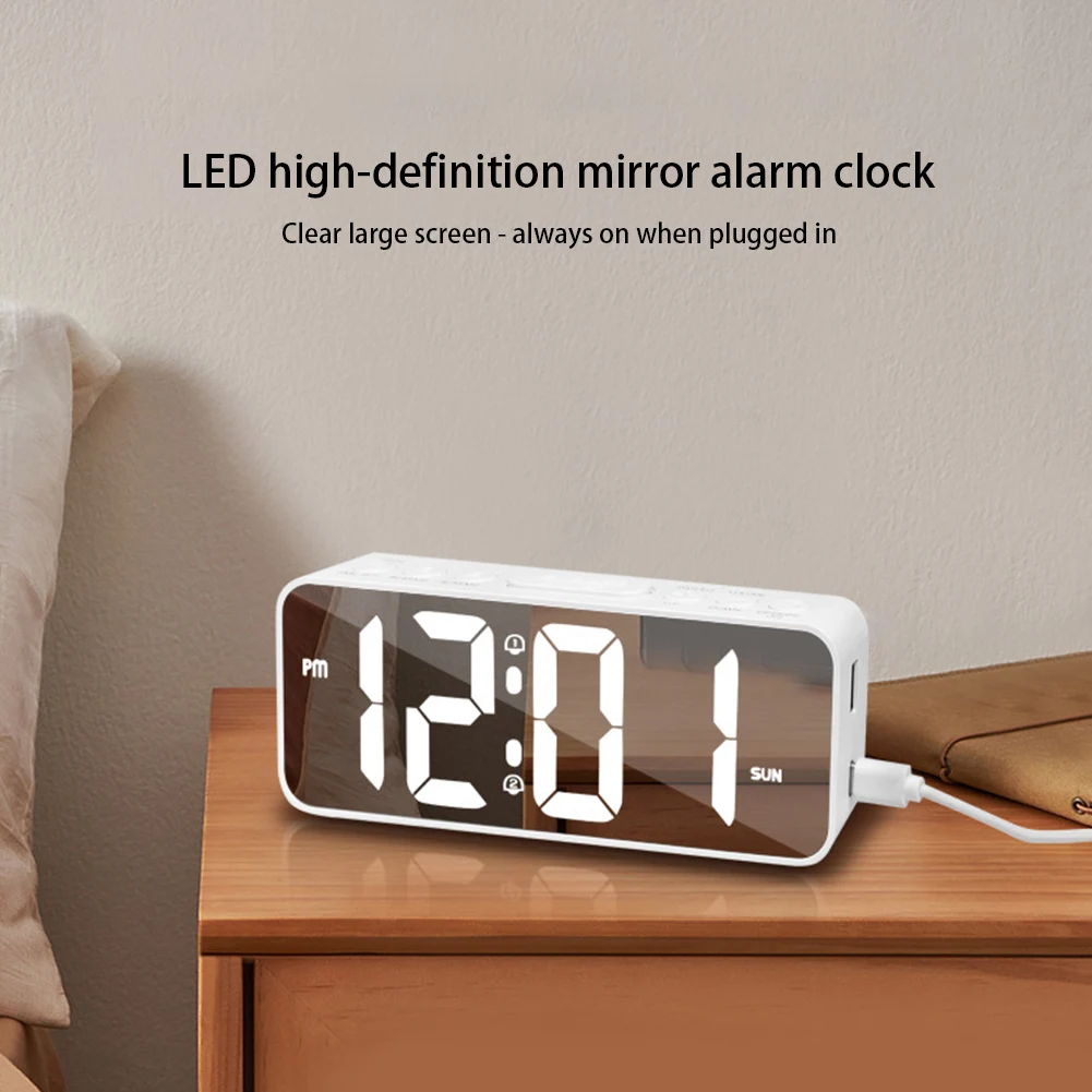 

LED Alarm Clock For Bedrooms 4 Adjustable Brightness Digital Alarm Clock With Dual Alarms USB Charging Port 12H/24H Snooze Mode