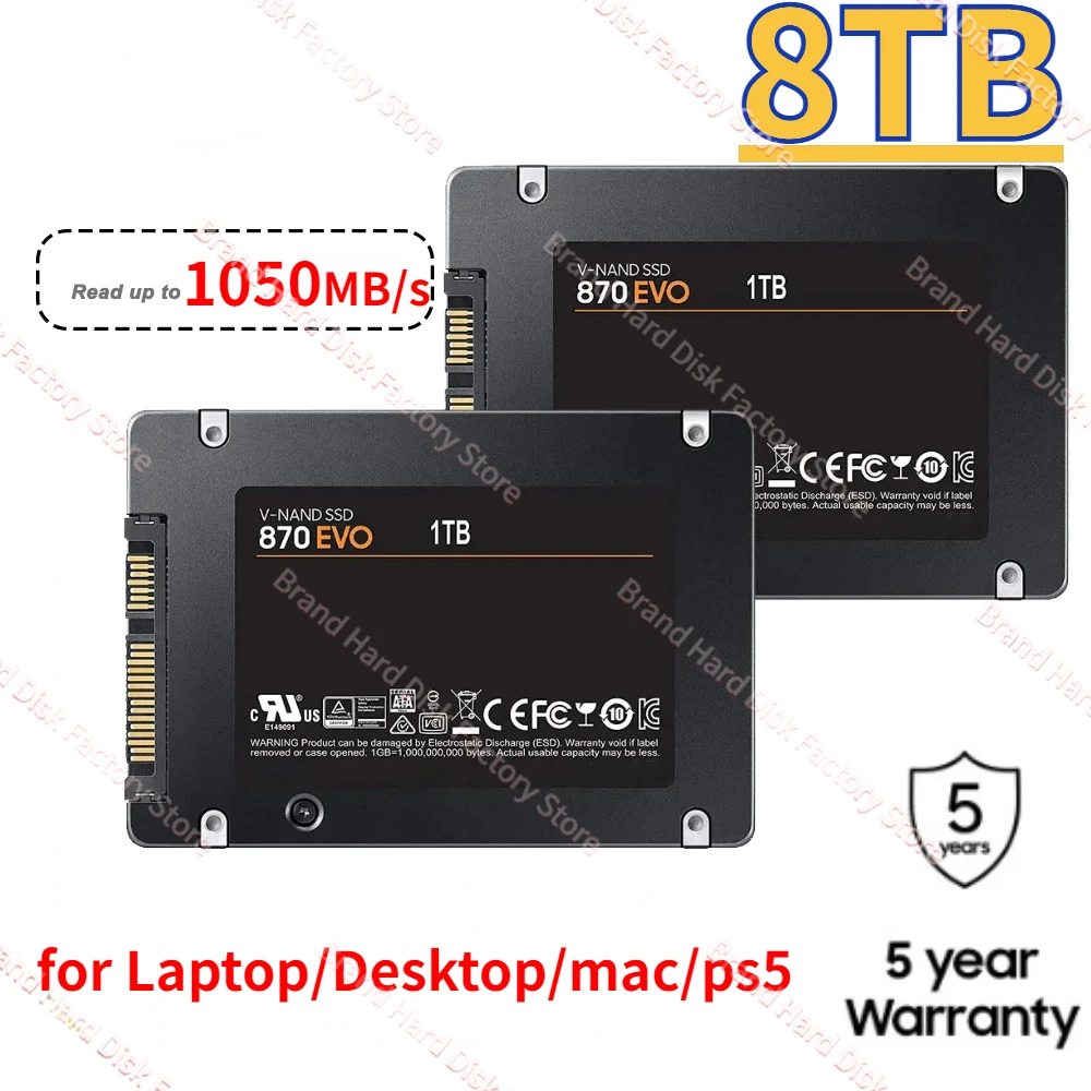 

Brand SSD 870 EVO QVO 250G Internal Solid State Disk 1T 2T 4T HDD Hard Drive 860 PRO SATA 3 2.5 for Laptop HDD Computer ps5