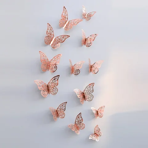 12pcs/set 3D Butterfly Wall Stickers Gold Silver Rose Gold Wedding Home Decor Window Fridge Hollow Stickers Event Party Supplies
12pcs/set 3D Butterfly Wall Stickers Gold Silver Rose Gold Wedding Home Decor Window Fridge Hollow Stickers Event Party Supplies